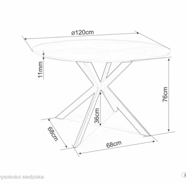 Jedálenský stôl okrúhly TALIA 120 cm – biely efekt mramoru
