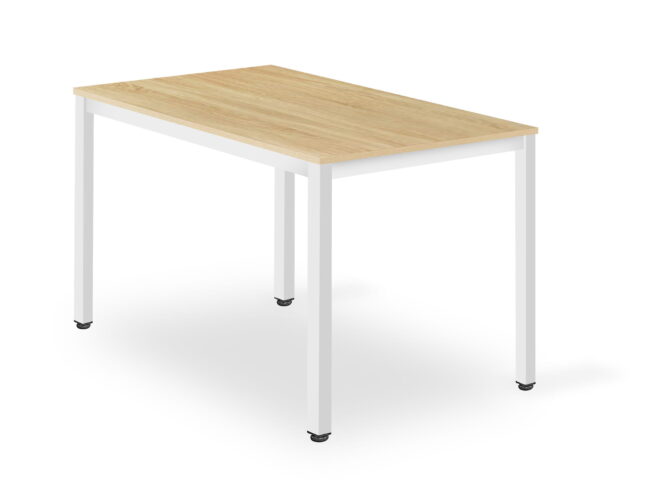 Jedálenský set: TESSA 120×60 cm dub/biela + 4 ks OSLO stoličky biele/prírodné nohy