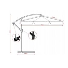 Záhradný slnečník s ochranným obalom a LED osvetlením – sivý