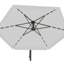 Záhradný slnečník s ochranným obalom a LED osvetlením – sivý