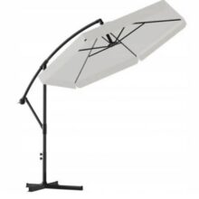 Záhradný slnečník s ochranným obalom a LED osvetlením – sivý