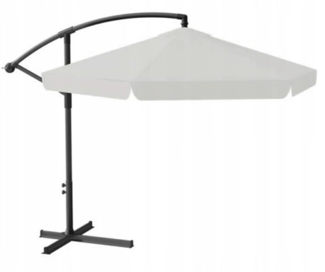 Záhradný slnečník s ochranným obalom a LED osvetlením – sivý