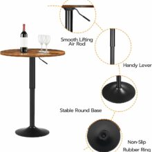 Barový stôl s nastaviteľnou výškou- rustikálny hnedý