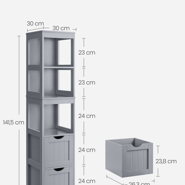 Kúpeľňová vysoká skrinka – sivá