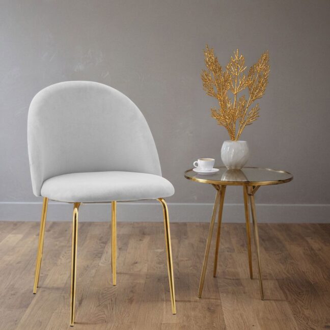 Zamatová stolička Fargo Gold Velvet Sivá