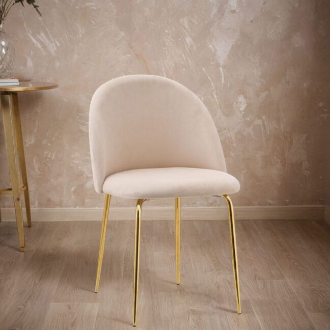 Zamatová stolička Fargo Gold Velvet béžová