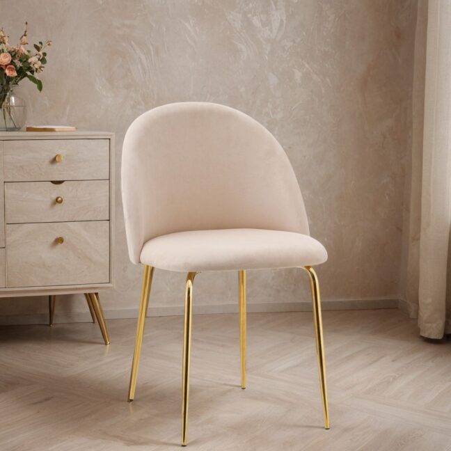 Zamatová stolička Fargo Gold Velvet béžová