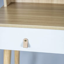 Kozmetický toaletný stolík s LED zrkadlom – SCANDI biely/buk