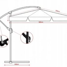 Záhradný slnečník 3 × 3 m so solárnym LED osvetlením – zelený
