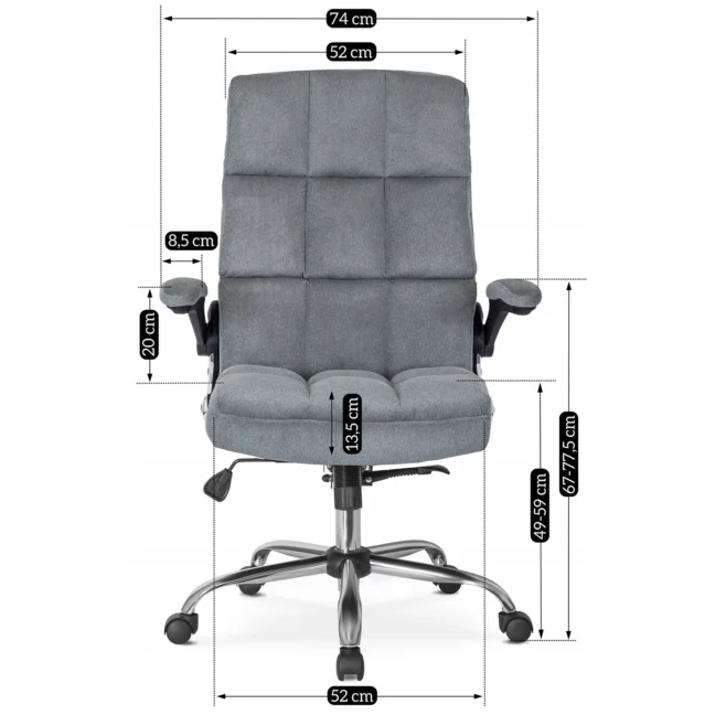 Kancelárske otočné kreslo LONDON zamatové, sivé