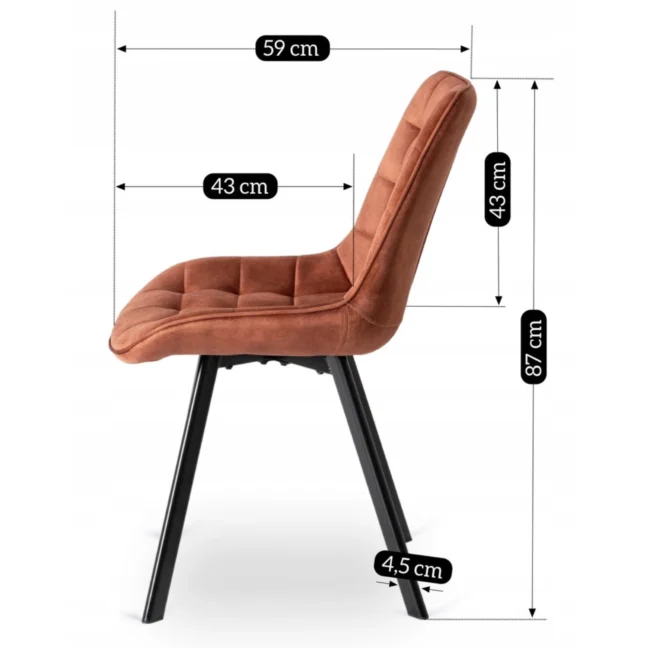 Jedálenská stolička RICK so zamatovým poťahom, hrdzavohnedá