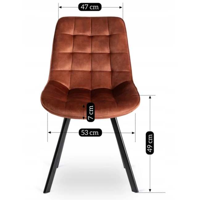 Jedálenská stolička RICK so zamatovým poťahom, hrdzavohnedá