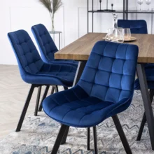 Jedálenská stolička RICK so zamatovým poťahom, tmavomodrá
