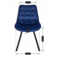Jedálenská stolička RICK so zamatovým poťahom, tmavomodrá