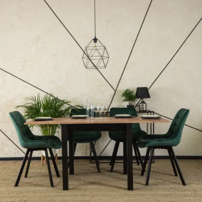 Jedálenská stolička RICK so zamatovým poťahom, tmavozelená