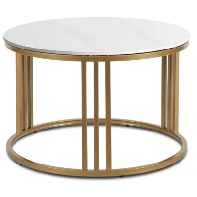 Konferenčný stolík KORIN, biely mramor/zlatá