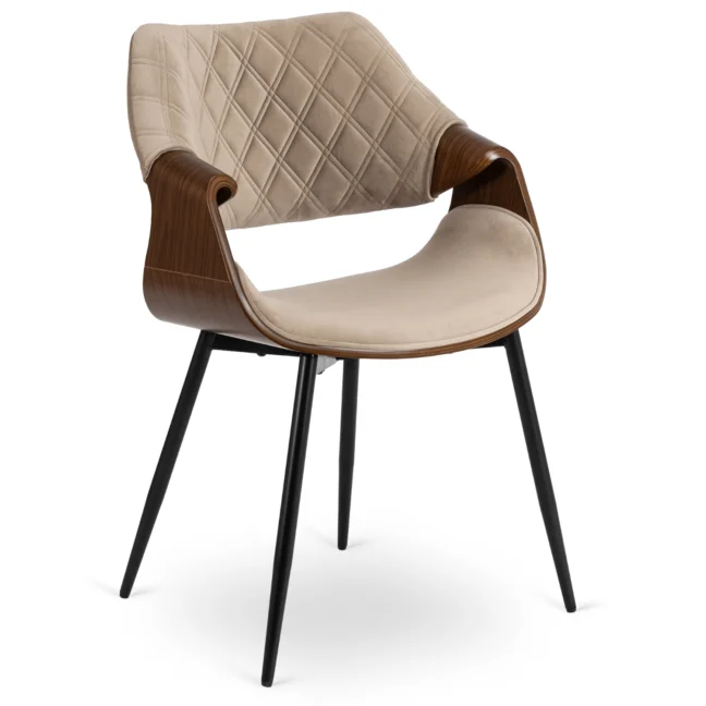 Jedálenská stolička DAKOTA, béžová zamatová/orech