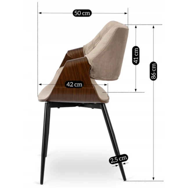 Jedálenská stolička DAKOTA, béžová zamatová/orech