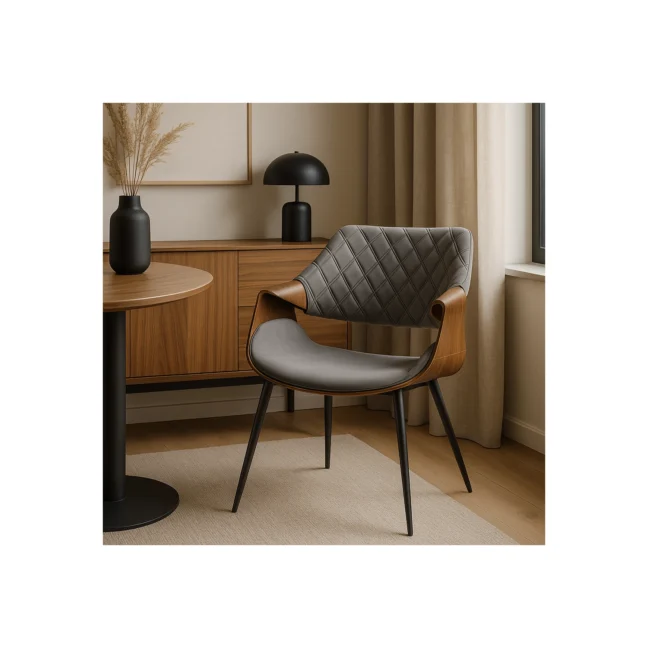 Jedálenská stolička DAKOTA sivá zamatová/orech