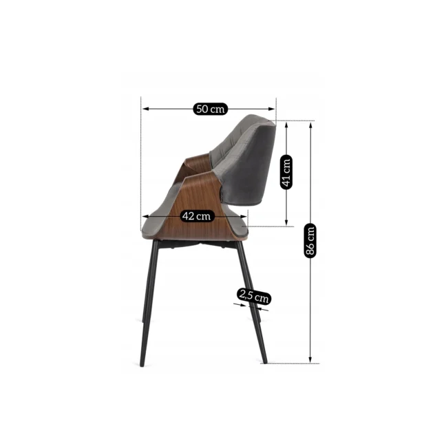 Jedálenská stolička DAKOTA sivá zamatová/orech