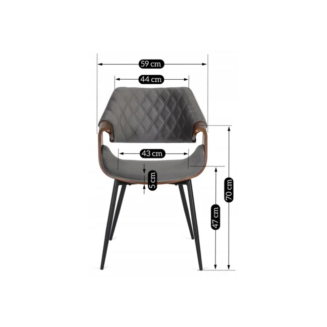 Jedálenská stolička DAKOTA sivá zamatová/orech