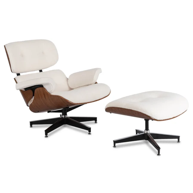 Štýlové kreslo PALERMO s podnožkou, biela