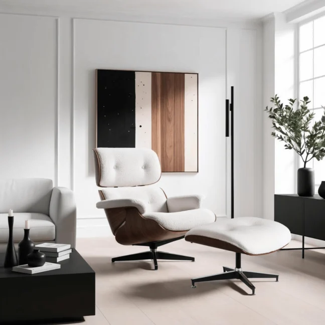 Štýlové kreslo PALERMO s podnožkou, biela