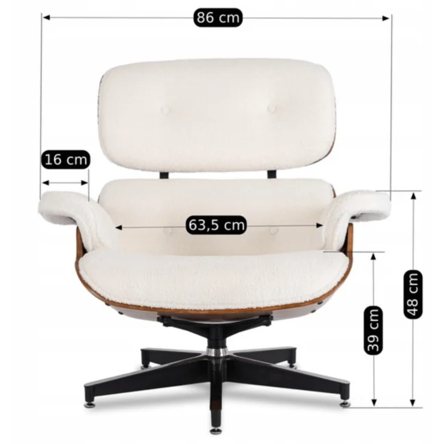 Štýlové kreslo PALERMO s podnožkou, biela