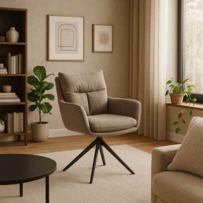 Otočná jedálenská stolička PAUL, svetlohnedá