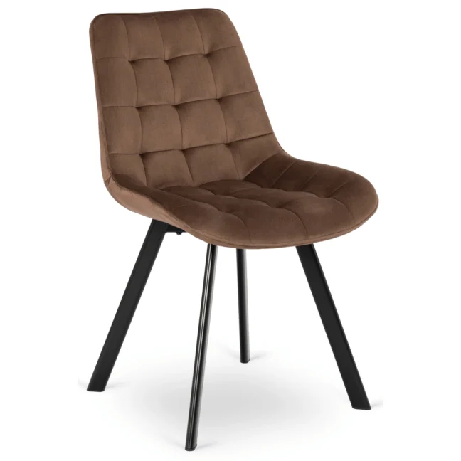 Jedálenská stolička RICK so zamatovým poťahom, hnedá