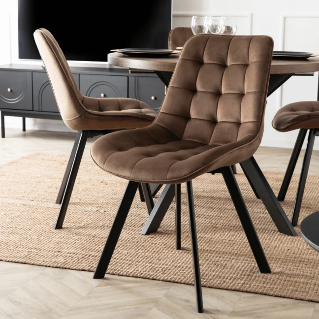 Jedálenská stolička RICK so zamatovým poťahom, hnedá