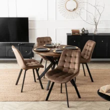 Jedálenská stolička RICK so zamatovým poťahom, hnedá