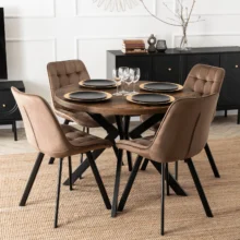 Jedálenská stolička RICK so zamatovým poťahom, hnedá