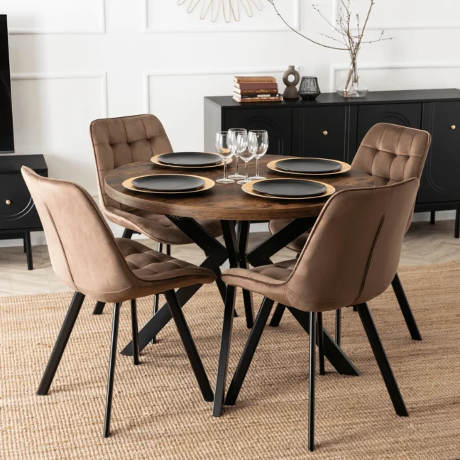 Jedálenská stolička RICK so zamatovým poťahom, hnedá
