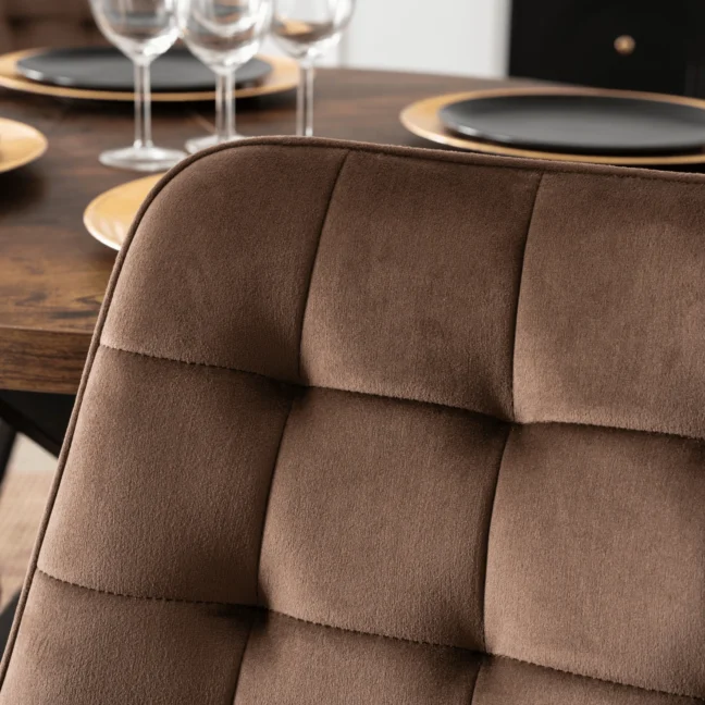 Jedálenská stolička RICK so zamatovým poťahom, hnedá