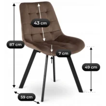 Jedálenská stolička RICK so zamatovým poťahom, hnedá