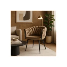 Glamour jedálenská stolička ELENA so zamatovým poťahom, béžová / čierne nohy