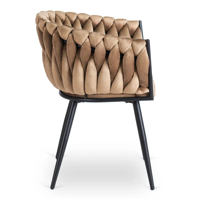 Glamour jedálenská stolička ELENA so zamatovým poťahom, béžová / čierne nohy