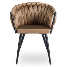 Glamour jedálenská stolička ELENA so zamatovým poťahom, béžová / čierne nohy