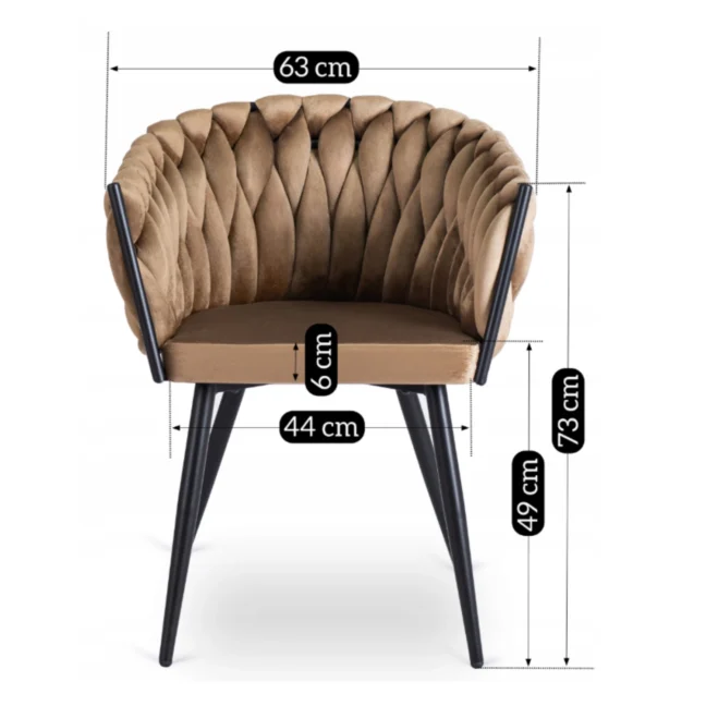 Glamour jedálenská stolička ELENA so zamatovým poťahom, béžová / čierne nohy
