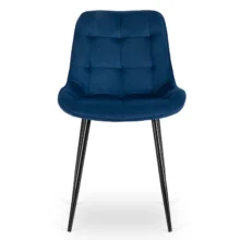 Zamatová jedálenská stolička CHRIS modrá/čierne nohy
