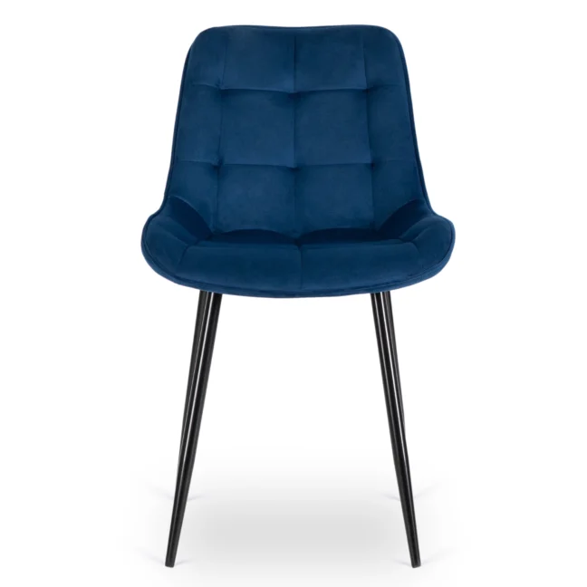 Zamatová jedálenská stolička CHRIS modrá/čierne nohy