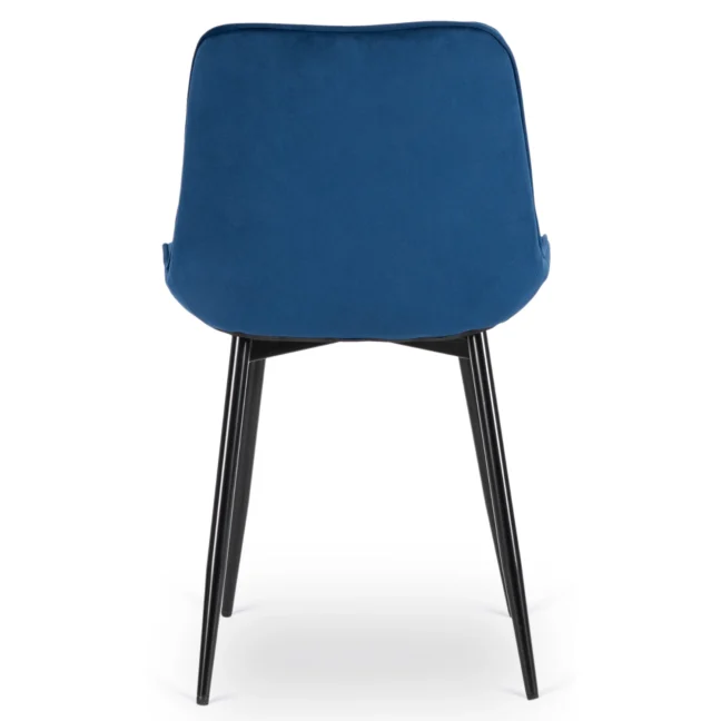 Zamatová jedálenská stolička CHRIS modrá/čierne nohy