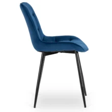 Zamatová jedálenská stolička CHRIS modrá/čierne nohy