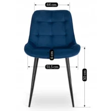 Zamatová jedálenská stolička CHRIS modrá/čierne nohy
