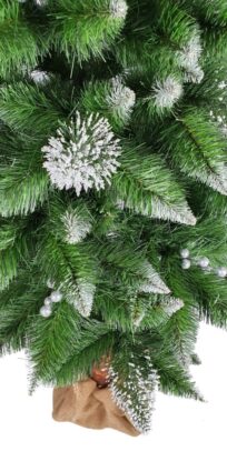 Umelý vianočný stromček Denver PREMIUM s kmeňom 180cm – zasnežený efekt, bielé korálky