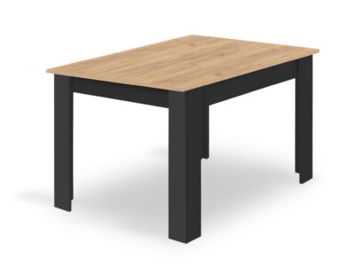 Jedálenský set: NP 120×80 cm dub craft/čierna + 4 ks stoličiek DORA tmavomodrá/čierne nohy