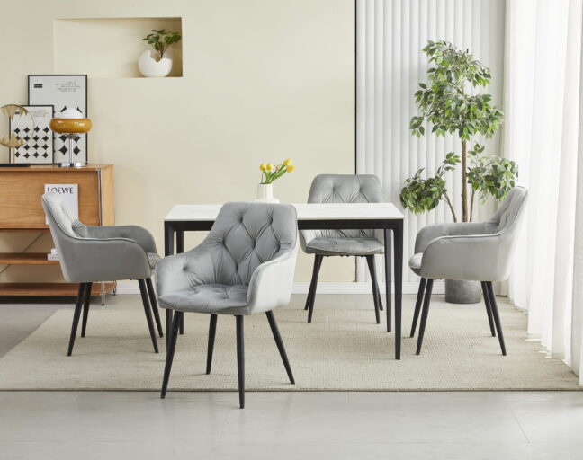 Jedálenská stolička JORK, svetlosivá zamatová