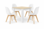 Jedálenský set: Stôl NP 80×80 cm sonoma/biela + 4 ks KITO stoličky, čierna/prírodné nohy