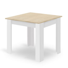 Jedálenský set: Stôl NP 80×80 cm sonoma/biela + 4 ks KITO stoličky, čierna/prírodné nohy